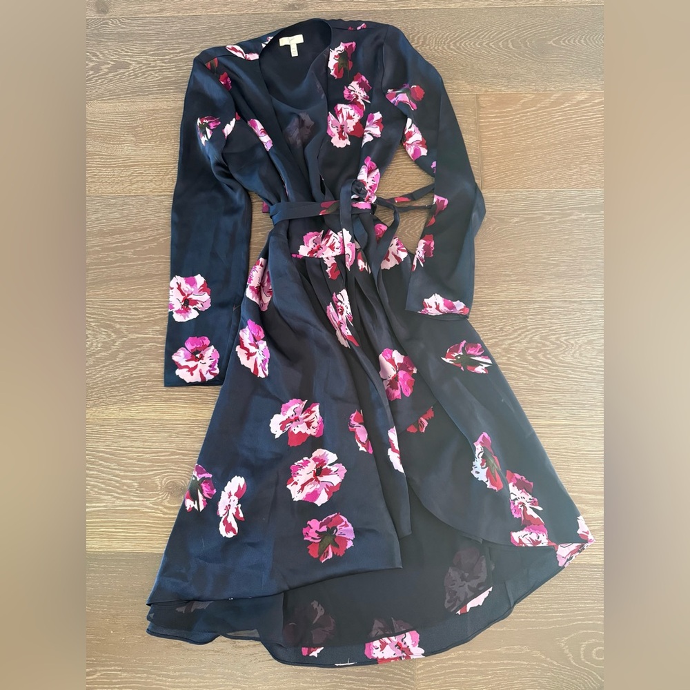 Joie Navy Floral Elegant Long Sleeve Dress
